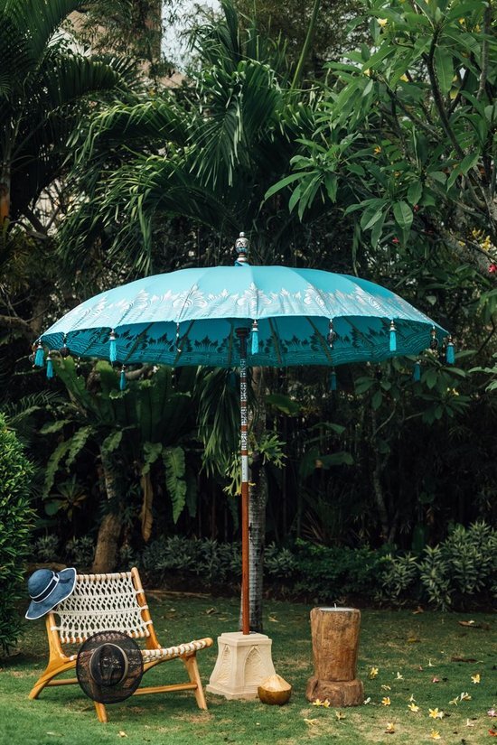 Todo Bien Bali parasol - half zilver zee blauw - 250 cm