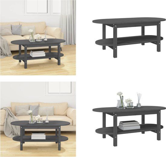 vidaXL Salontafel 110x55x45 cm massief grenenhout grijs