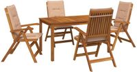 vidaXL 5-Piece Garden Dining Set Beige Solid Acacia Wood