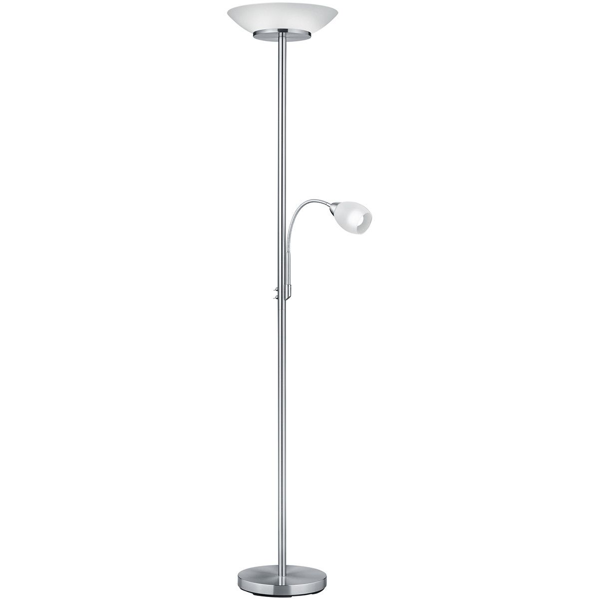 BES LED Trion Germin Vloerlamp - E27 - Rond - Mat Nikkel - Aluminium - 180cm