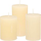 Set de bougies coniques/cylindriques - 3x - blanc ivoire - modèle rustique