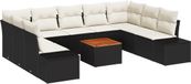 vidaXL Ensemble de jardin, 10 pièces, Noir et Blanc