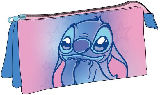 CERDÁ LIFE'S LITTLE MOMENTS Disney Stitch Etui Meisjes – 3 Vakken – School etui Roze/Blauw