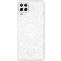 Samsung Galaxy A22 Mandala blanc Verstevigd hoesje met sublimatie bedrukking