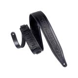 Levy's 2.5" Florentine Emboss Garment Leather Guitar Strap; Black (M317FG-BLK)