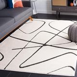 Safavieh Bohemian Indoor Hand Tufted Abstract Collection, ABT340, in Ivory / Charcoal, 60 X 91 cm