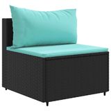 vidaXL 6-delige Loungeset met Kussens Poly Rattan Zwart