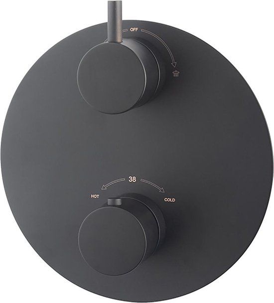 Wiesbaden Caral - Thermostatische Douchekraan - Rond - 2 Weg - Mat Zwart