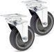 Wiltec Set de 2 roues pivotantes, roues de transport, non freinées, diamètre 75 mm, capacité de charge jusqu'à 75 kg par roue, avec roue en plastique et plaque de montage, fonctionnement silencieux