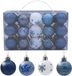 Unyqoos® Set van 30 onbreekbare kerstballen, 4 cm, blauw en wit