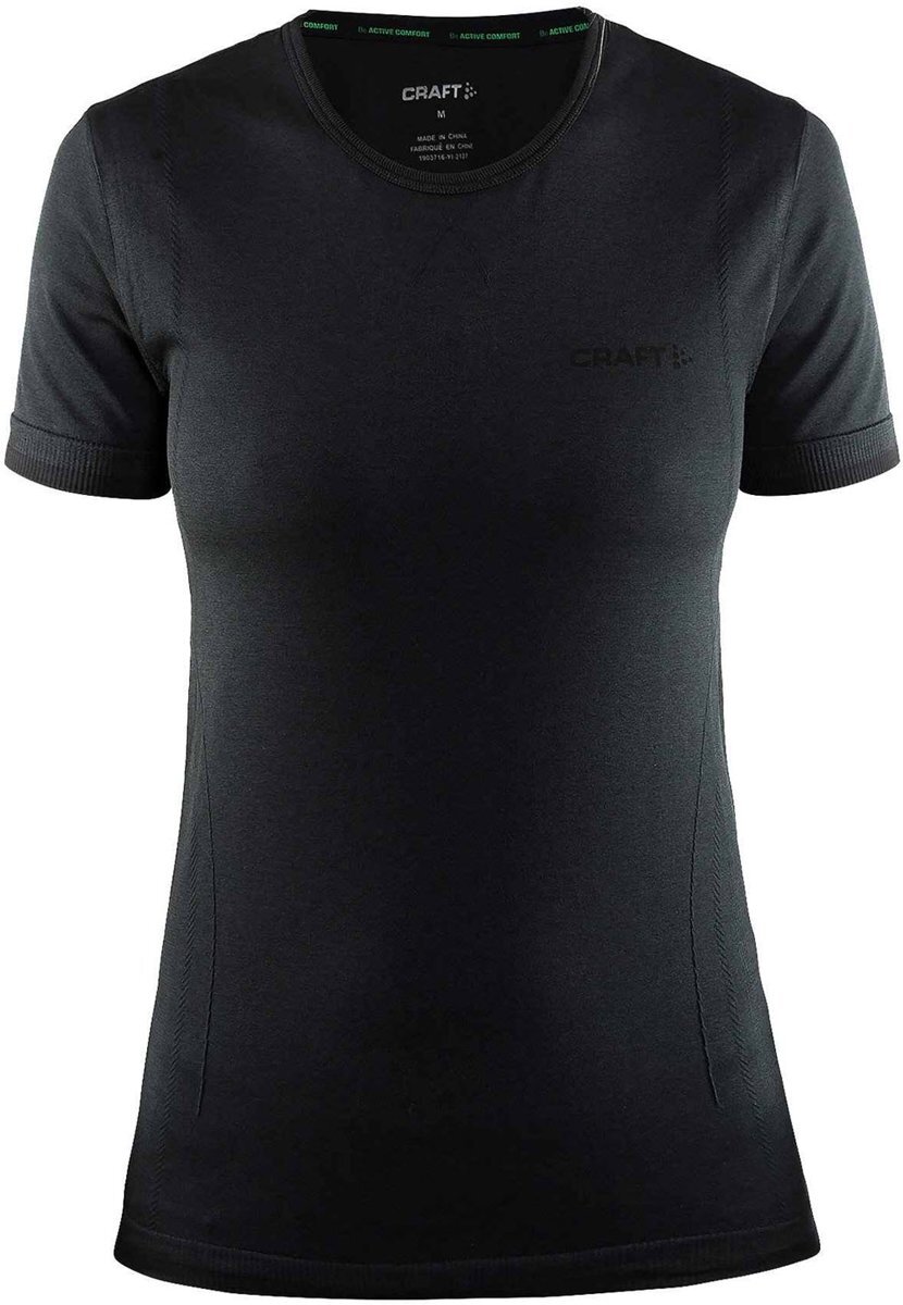 Craft Active Comfort Rn Ss W 1903790 Sportshirt Black Solid Dames Maat L