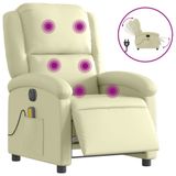 VidaXL Massagestoel Echt Leer Crèmekleurig