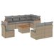 VidaXL 9-delige Loungeset met kussens, poly rattan, beige