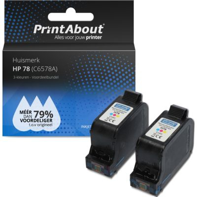 PrintAbout Huismerk HP 78 (C6578A) Inktcartridge 3-kleuren Voordeelbundel