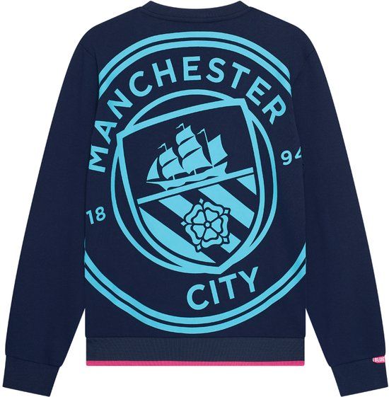 Manchester City Big Logo Sweater Heren - Blauw - Katoen - Maat S t/m XXL