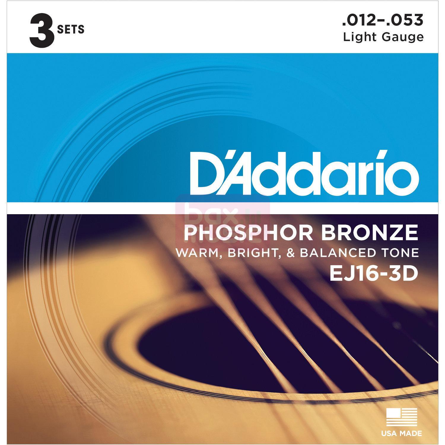 D'ADDARIO Daddario EJ16-3D snarenset voor akoestische gitaar 3 sets
