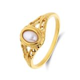 Lucardi Dames Stainless steel goldplated ring Vintage - Ring - Staal - Goudkleurig - 19 / 60 mm