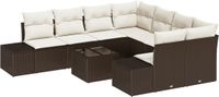 vidaXL Tuinbank Set 9-delig Bruin en Crème Polyrattan