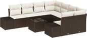 vidaXL Tuinbank Set 9-delig Bruin en Crème Polyrattan