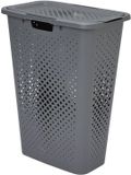 SUNDIS Pixel, wasmand met deksel 40l, gemaakt van gerecycled plastic, grijs
