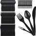OEM Bol Herbruikbaar plastic bestek - 200 stuks - feestservies voor picknick en banket - zwart