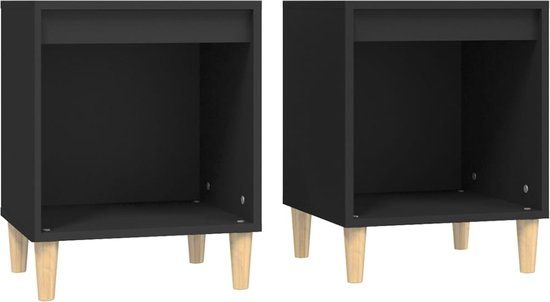 vidaXL Nachtkastjes - Set van 2 - Zwart - Hout - 40x35x50 cm