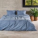 Saphira HERITAGE Stonewashed Dekbedovertrek – Blauw – 100% Katoen – 140x200/220 cm – Eenpersoons – Inclusief 2 Kussenslopen 60x70 cm – Luxe Afwerking