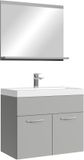 Badplaats Montreal Set 02 60 x 35 cm – Gris mat – Meuble suspendu avec lavabo et miroir