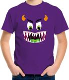 Bellatio Decorations Shoppartners Bv Monster gezicht verkleed t-shirt paars voor kinderen 146/152
