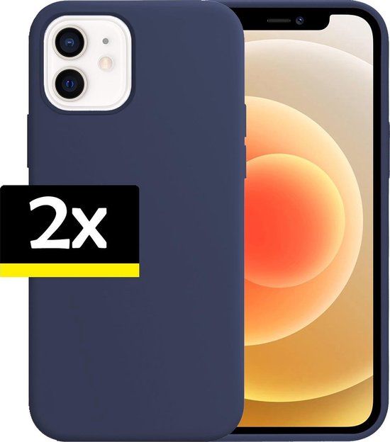 LUQ iPhone 12 Mini Case - Silicone - Dark Blue - 2 Pack