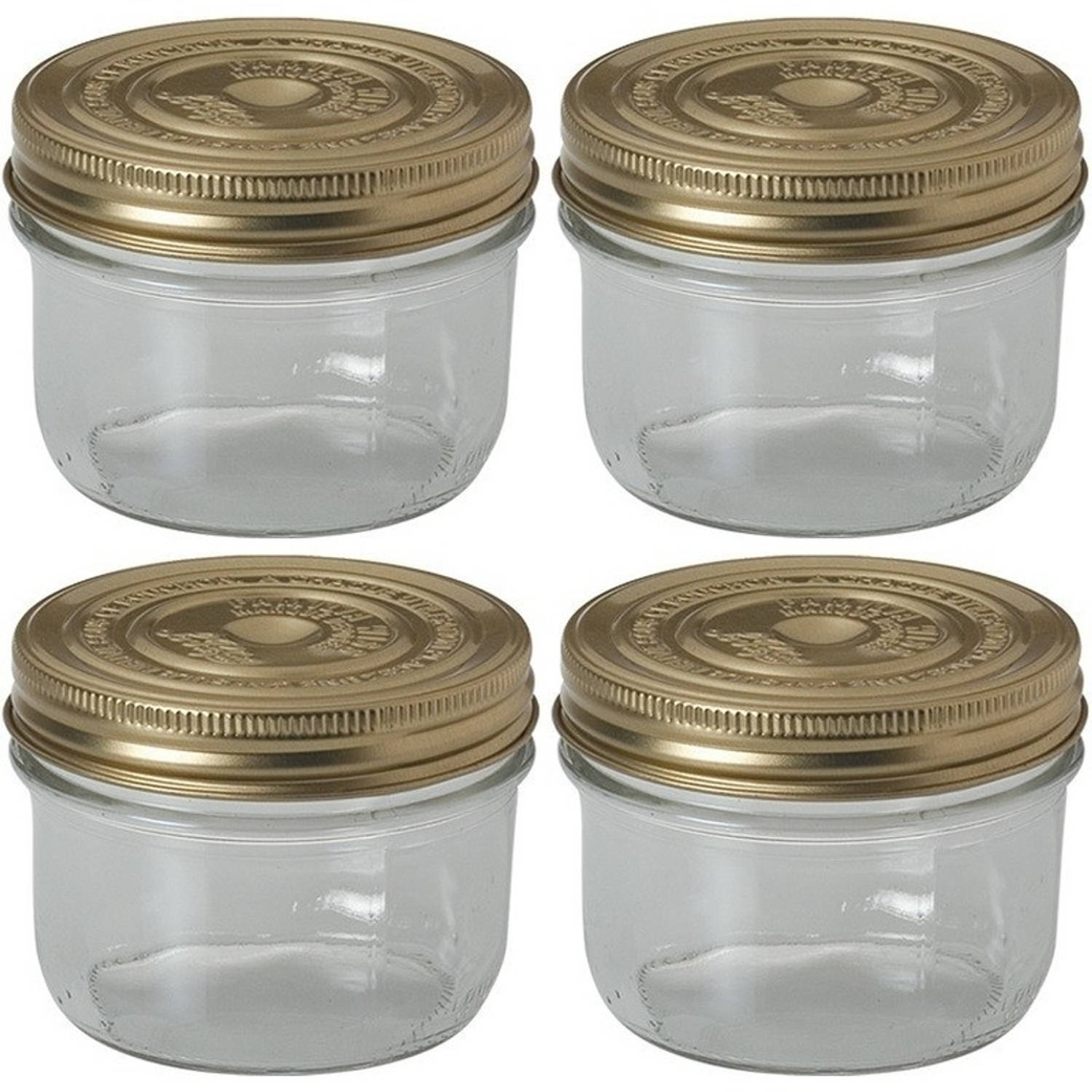 Le Parfait 4x Weckpotten/inmaakpotten met schroefdeksel 350 ml - Inmaakpotten - Weckpotten - D 10,0 cm