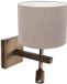 Steinhauer Wandlamp Stang 4892BR Brons met Grijze Linnen Kap