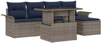 vidaXL Tuinbank Set 6-delig Grijs Polywood