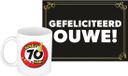 Bellatio Decorations 70 jaar mok met wenskaart
