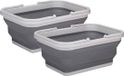 Alpina Wasmand/draagmand opvouwbaar - 2x - kunststof - 19 Liter - 38 x 28 x 18 cm - grijs