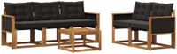 vidaXL Acacia Hout Loungeset 5-zits Naturel en Zwart