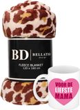 Bellatio Design Cadeau moeder set - Fleece plaid/deken panter print met Liefste Mama mok