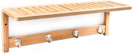 Relaxdays Handdoekenrek 50x18x16 cm - Plank keuken / badkamer - Kapstok bamboe hout