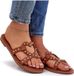 Adivrae Sandales plates ornées pour femmes, couleur camel, taille 39