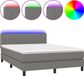 vidaXL Boxspring met matras en LED-verlichting, stof, donkergrijs, 140x200 cm