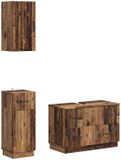vidaXL - 3-delig - badkamerkast - set - HOORN - Oud - hout - Bewerkt - hout