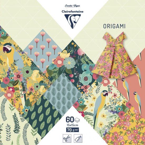 Clairefontaine Origami Papier Kiribati - 60 vellen - 15 x 15 cm - 70g - Meerkleurig