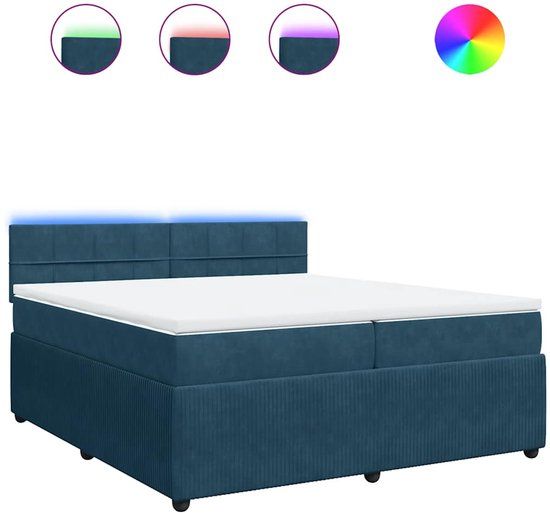 vidaXL Boxspring met matras fluweel blauw 200x200 cm