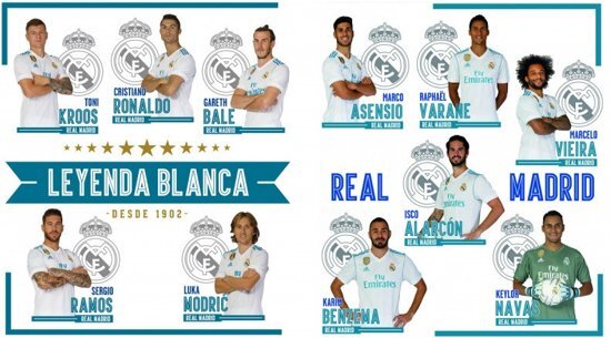 Real Madrid C.F. Real Madrid Muurstickers 11 Spelers 2 Stickervellen