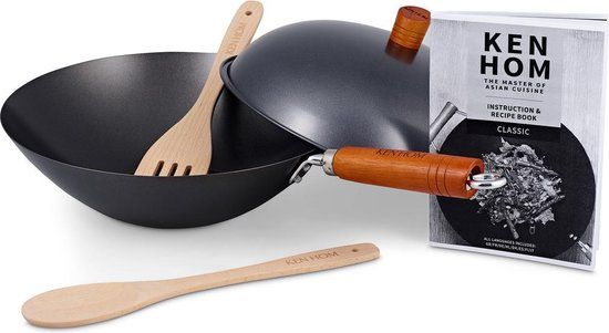Ken Hom Classic Wok Set - 31cm Carbon Steel with Lid & Accessories