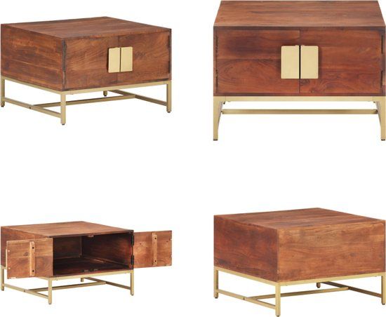 vidaXL Salontafel 67x67x45 cm massief mangohout honingbruin