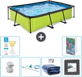EXIT Toys EXIT Rechthoekig Lime Frame Zwembad - 300 x 200 x 65 cm - Inclusief Pomp - Schoonmaakset - Solarzeil - Vloertegels - 7-delig