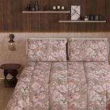 PETTI Artigiani Italiani Bedrukt winterdekbed 220 × 260 cm | Bloemen 17 Poederroze