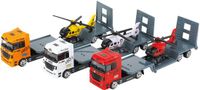 Toi-Toys MetalWorld vrachtwagen met oplegger en helikopter
