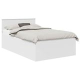 vidaXL Bedframe met hoofdeinde, wit, 135 x 190 cm, bewerkt hout